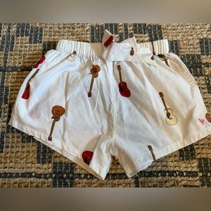 Pink Chicken Girls White Guitar Print Shorts size 7Y